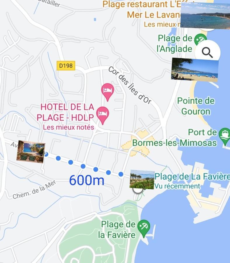 Le Studio Tahiti 4 Pers 600M De La Plage La Faviere บอร์มส์-เลส์-มิโมซาส์ ภายนอก รูปภาพ